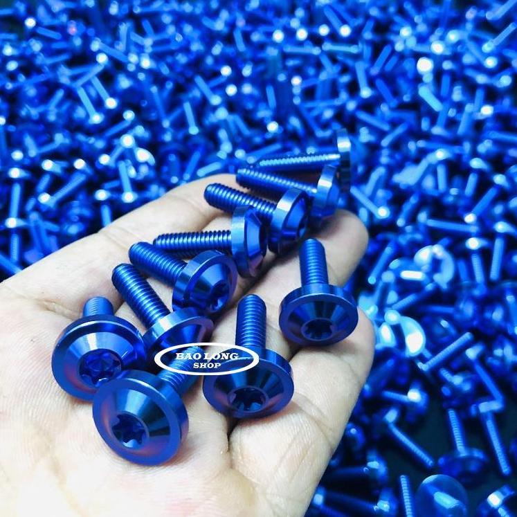 10 con Ốc Titan GR5 Đầu Dù 6li 2 Xanh Tím (Titan 100% )