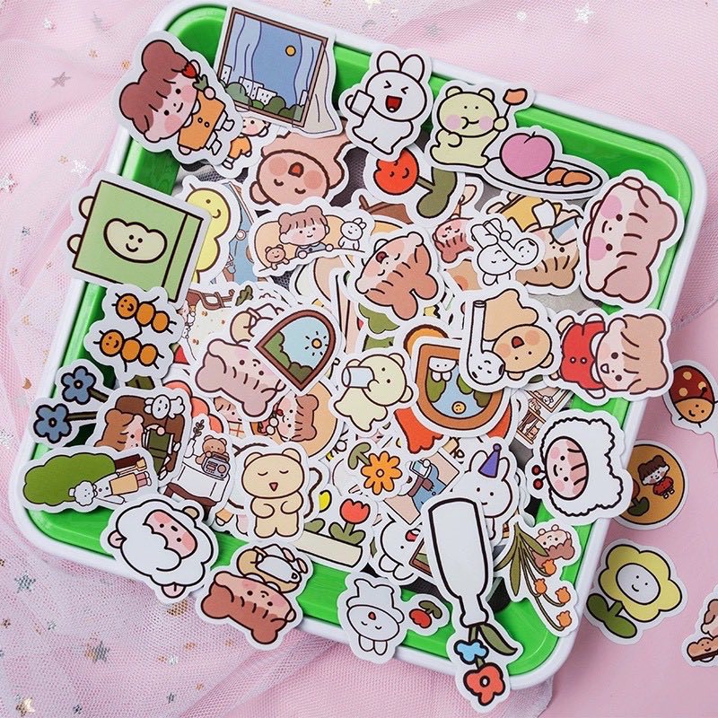 Bộ 100 hình dán sticker bé thỏ siêu siêu dễ thương