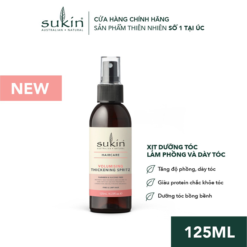 Xịt Dưỡng Tóc Làm Phồng Và Dày Tóc Sukin Volumising Thickening Spritz 125ml SU64YSM- SUKINVN - SUKIN BEAUTY