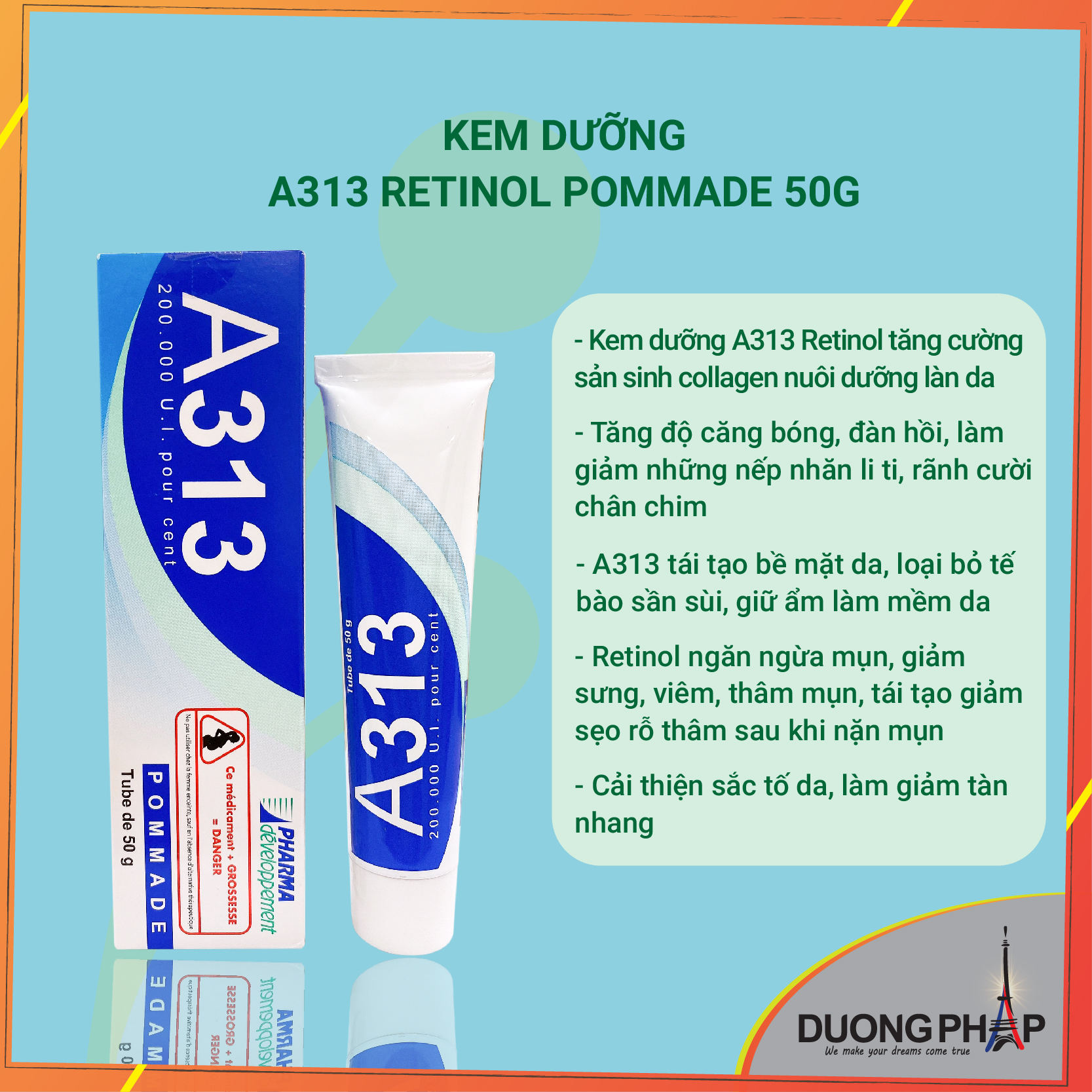 Kem dưỡng da a313 pommade retinol 50g