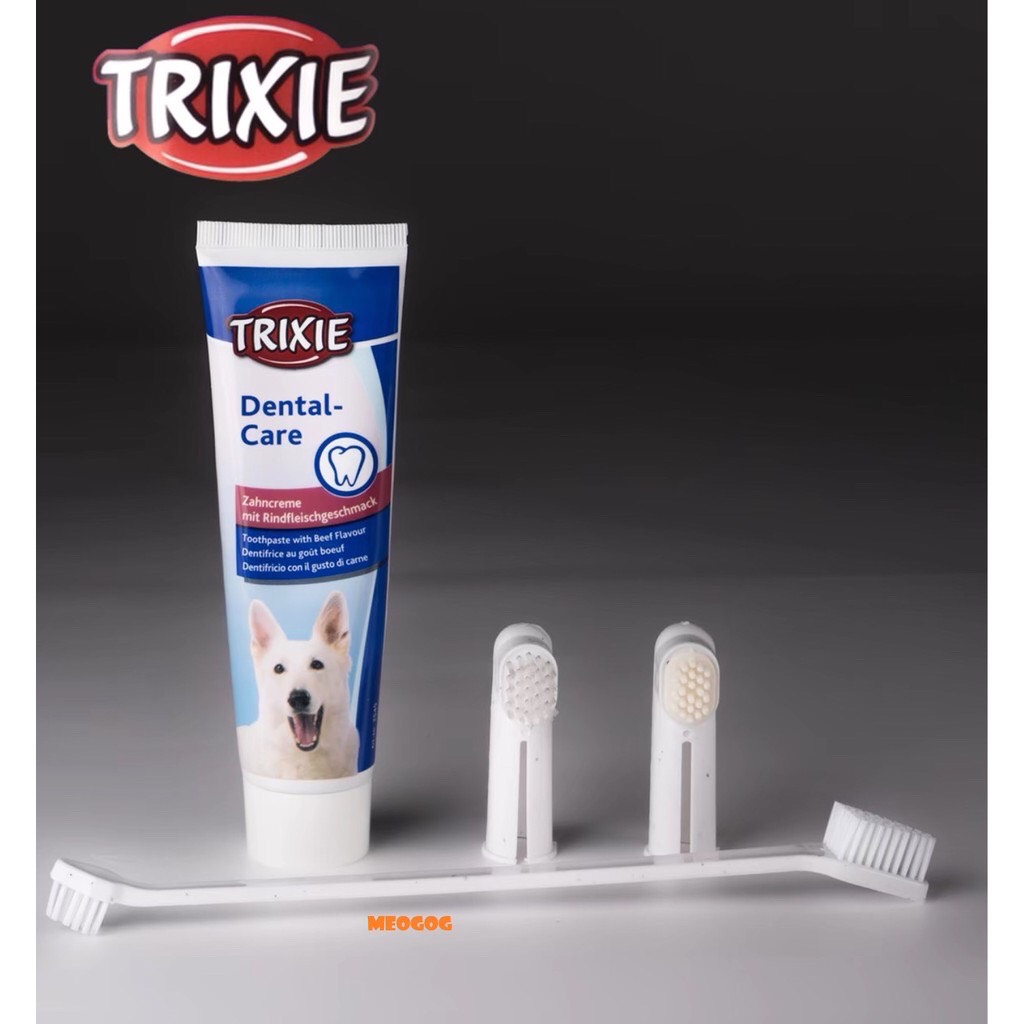 Sản phẩm bàn chải + kem đánh răng TRIXIE dành riêng cho chó. MEOGOG