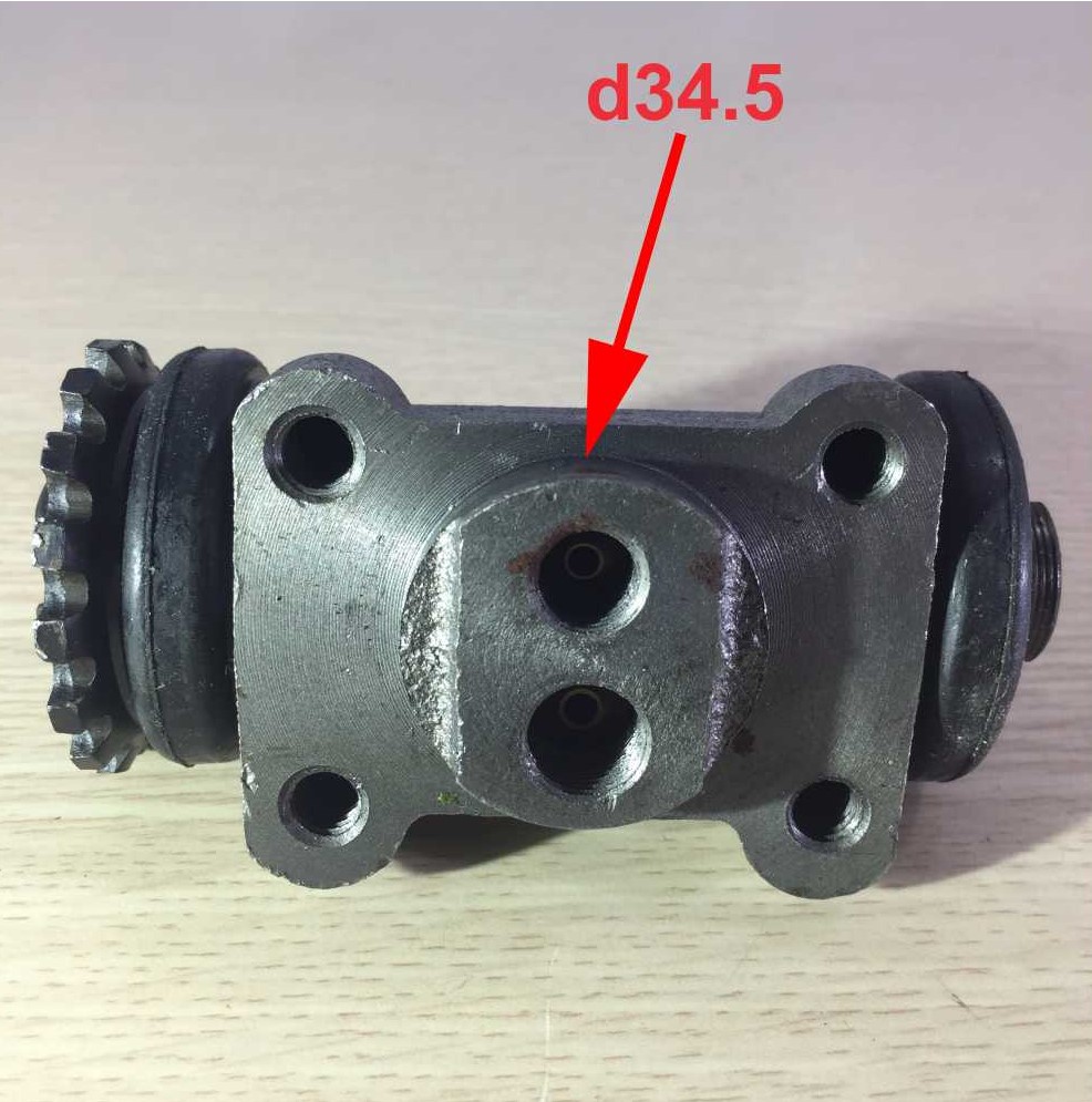 Bơm dầu phanh bánh Sau, xi lanh phanh (heo thắng) Thaco Ollin loại có xả gió, F25, Đk mâm F35, 4 lỗ M8 tâm lỗ bắt 36x51, lỗ dầu M12,