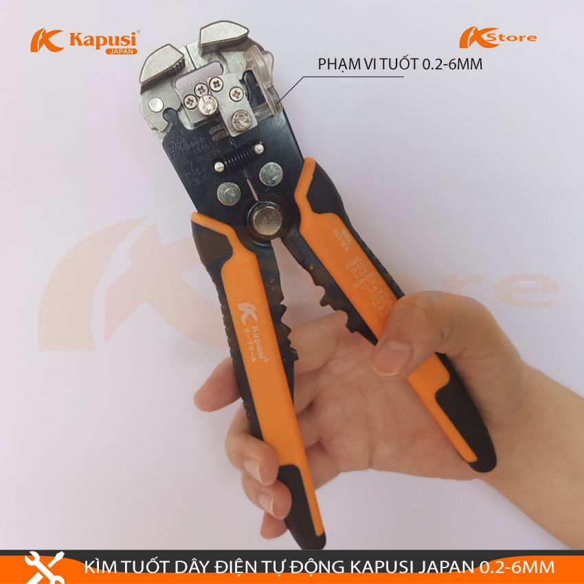 Kìm tuốt dây điện tự động kapusi japan, phạm vi tuốt 0.2-6mm, kìm tuốt dây điện nhật bản, kềm tuốt dây điện, kem tuot day dien