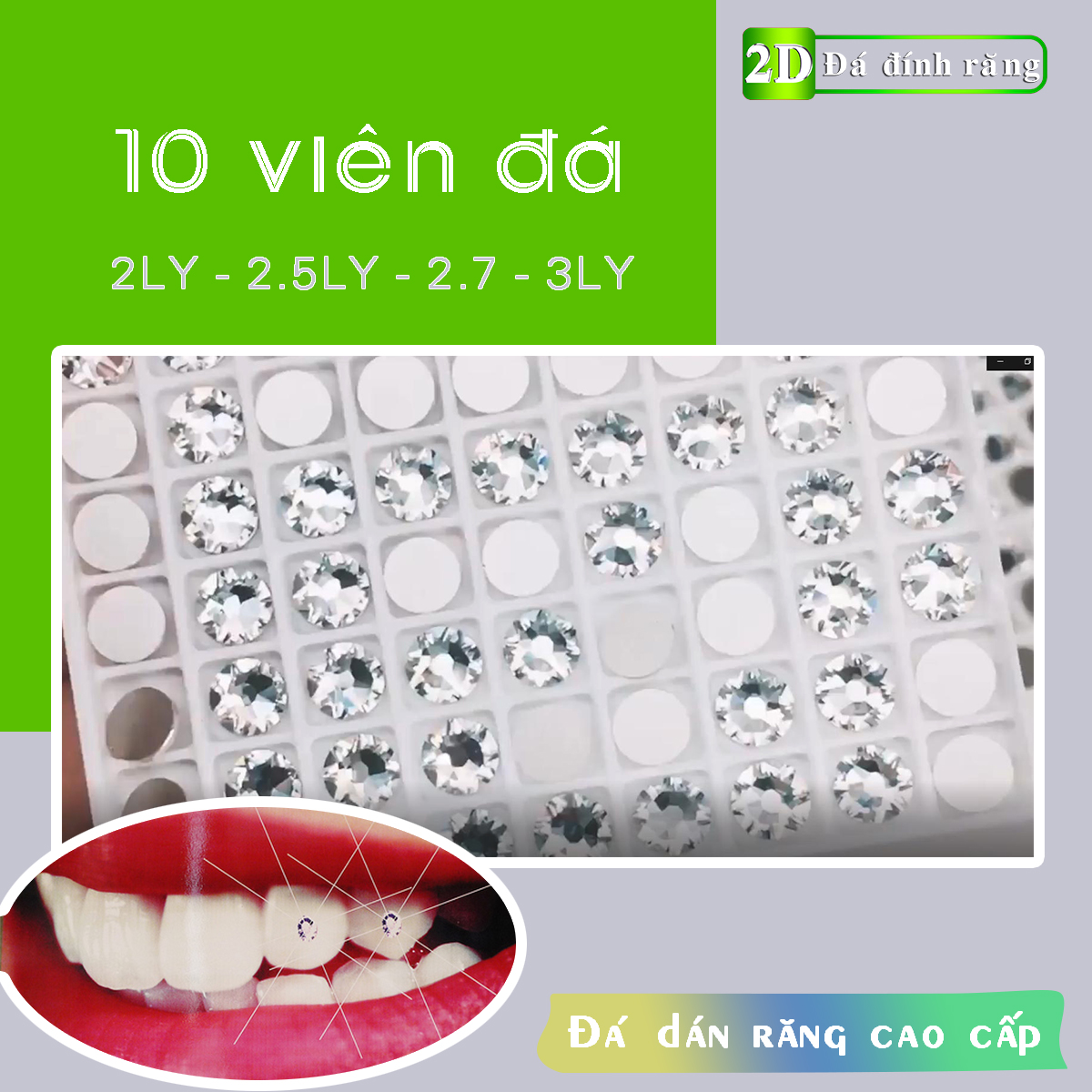 [HCM]10 viên đá đính răng lẻ Swarovski loại đá dán hạt màu trắng chiếu sáng lấp lánh 2mm - 3mm