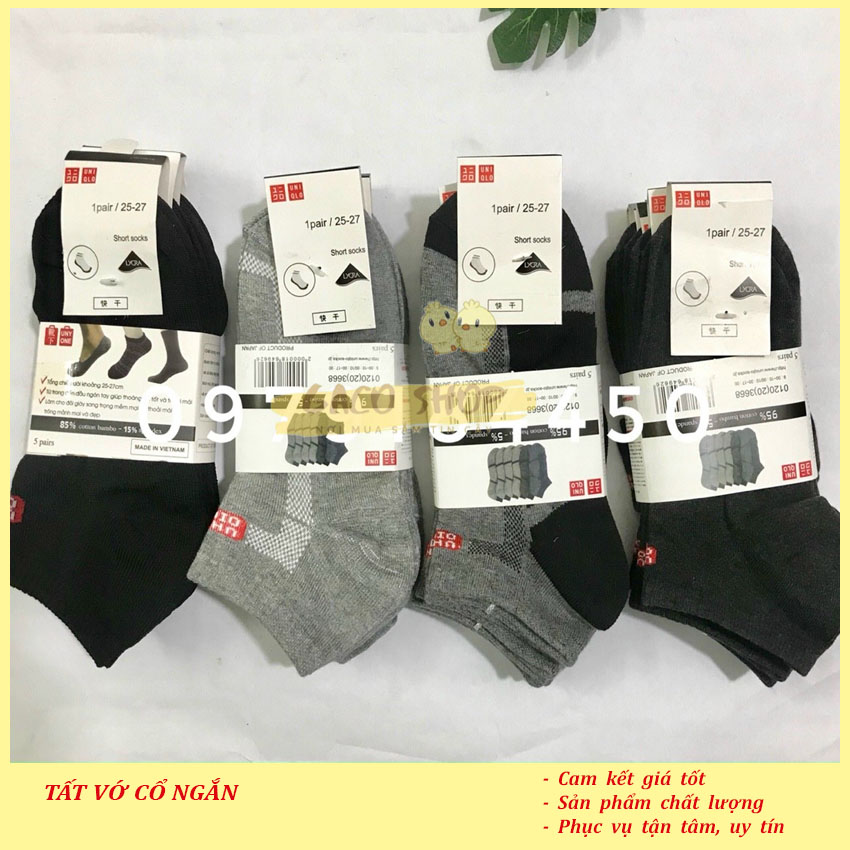 Combo 5 Đôi Tất Vớ Nam cổ ngắn - Tất vớ nam nữ Tất vớ thể thao Tất vớ khử mùi Tất vớ kháng khuẩn