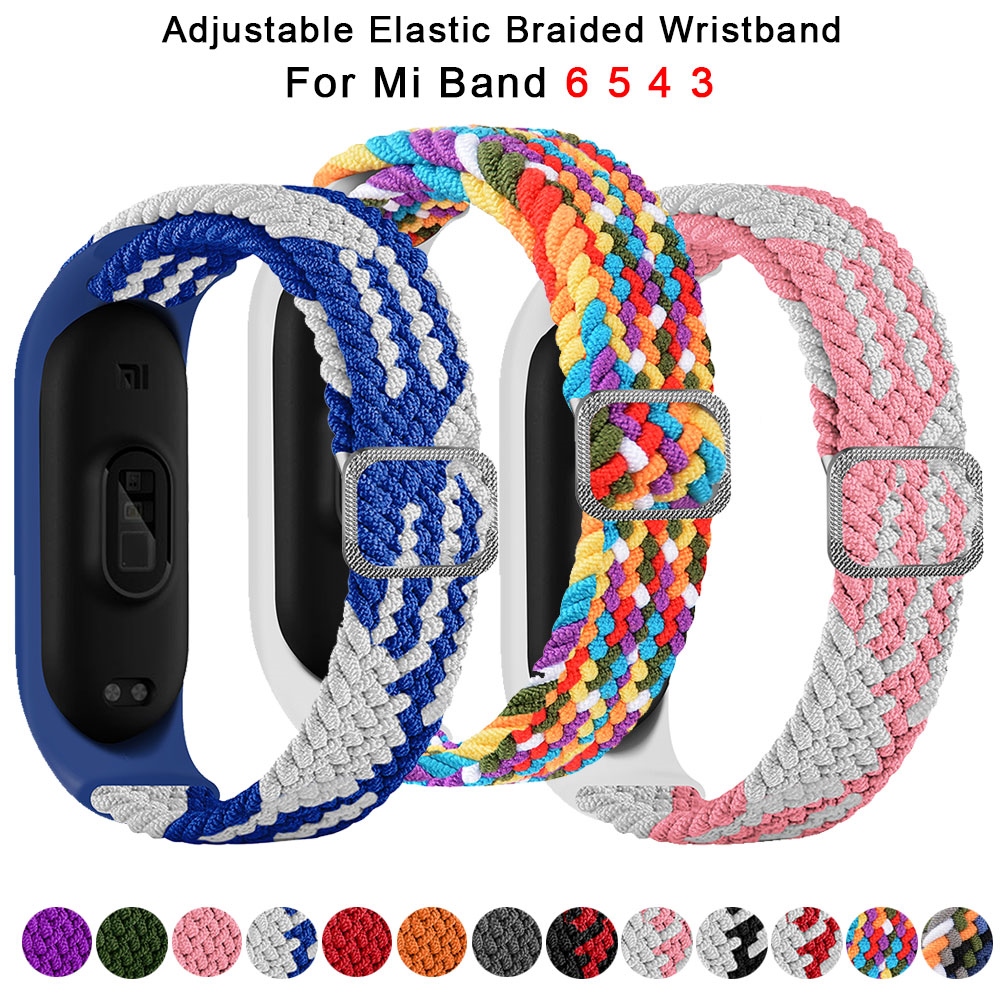 Nylon Bracelet For XiaoMi Mi Band 3 4 5 6 Adjustable Elastic Braided