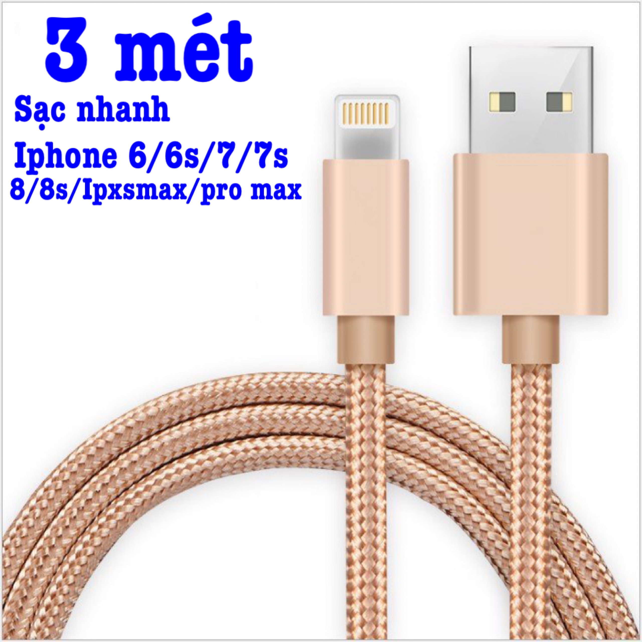 [HCM](SẠC NHANH VÔ ĐỐI) CÁP SẠC DÂY DÙ IPHONE 3 MÉT 6/6s/7/7+/8/8+/IPX HỖ TRỢ SẠC NHANH - KHÔNG NÓNG MÁY - DÂY CHỐNG RỐI - THIẾT KẾ CAO CẤP AN TOÀN BỀN BỈ