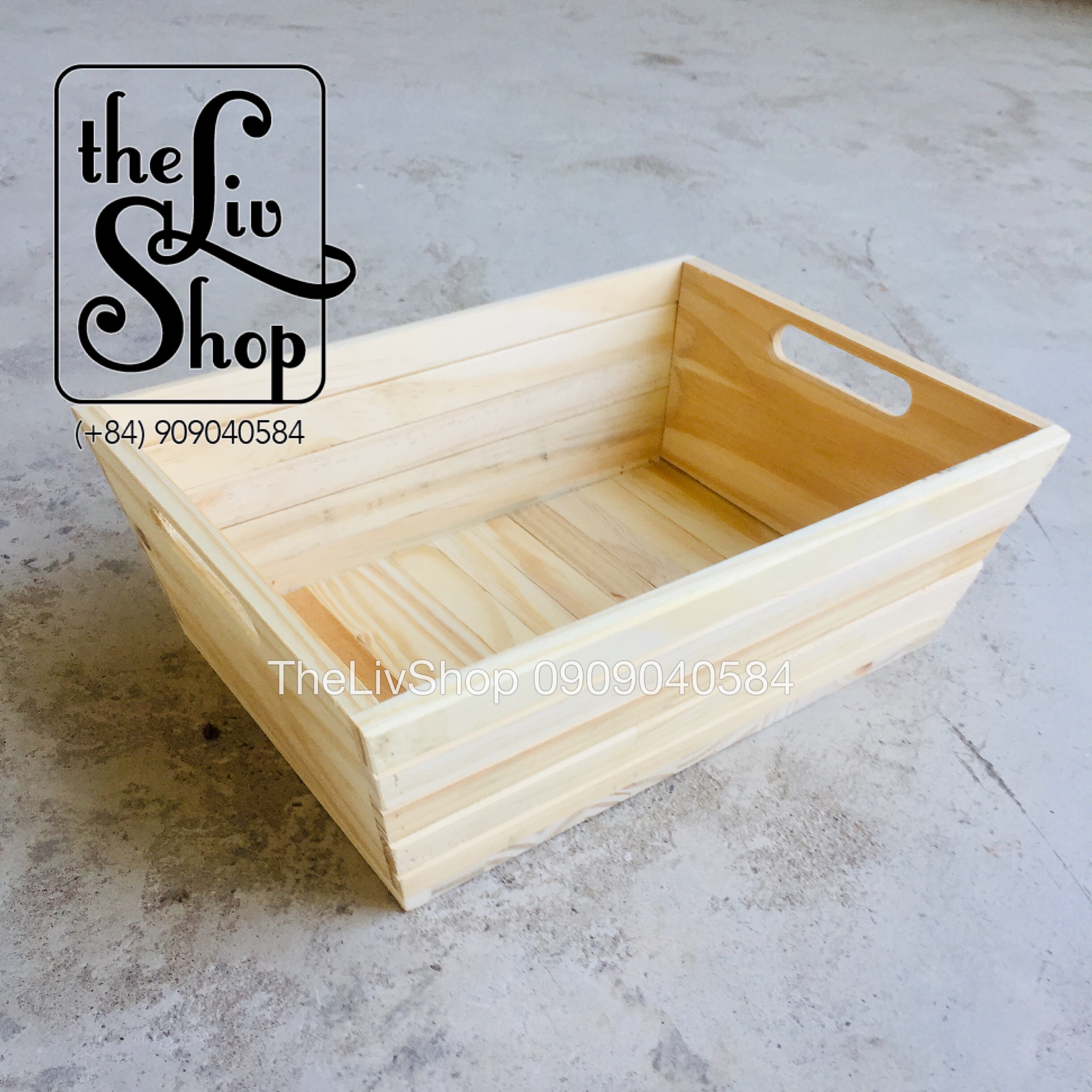 Combo 5 giỏ gỗ thông quà tết 30x22x10cm