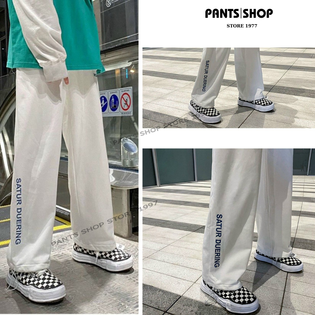 Quần jogger thể thao ulzzang , dây rút ở gấu quần - chất nỉ dày dặn - quần nỉ satur trắng - pants shop