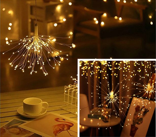 Bộ dây đèn led hiệu ứng pháo hoa 5 chùm dài 5m 600 led, dùng điện 220v, trang trí giánh sinh, noel, mừng năm mới, dạ tiệc
