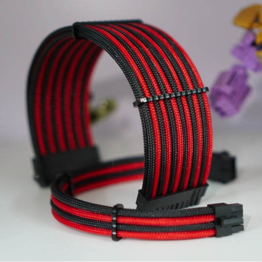 Dây nối dài bọc lưới Đỏ Đen (24 Pin/ 8 Pin/ 6 Pin)