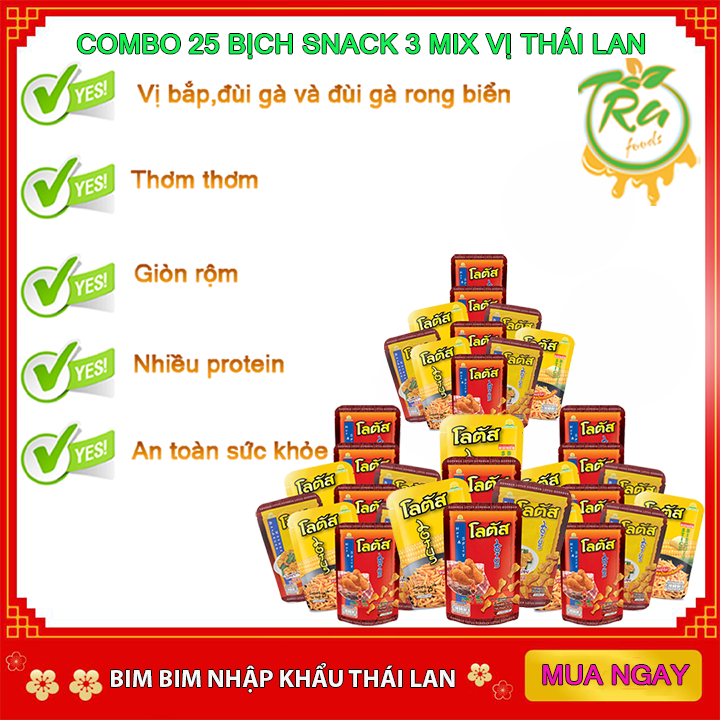 [HCM]combo 35 Snack Thái Lan Bim bim đùi gà vị rong biển và tăm vị bắp thơm lừng giòn ngọt ăn là mê ly thích hợp mọi lứa tuổi