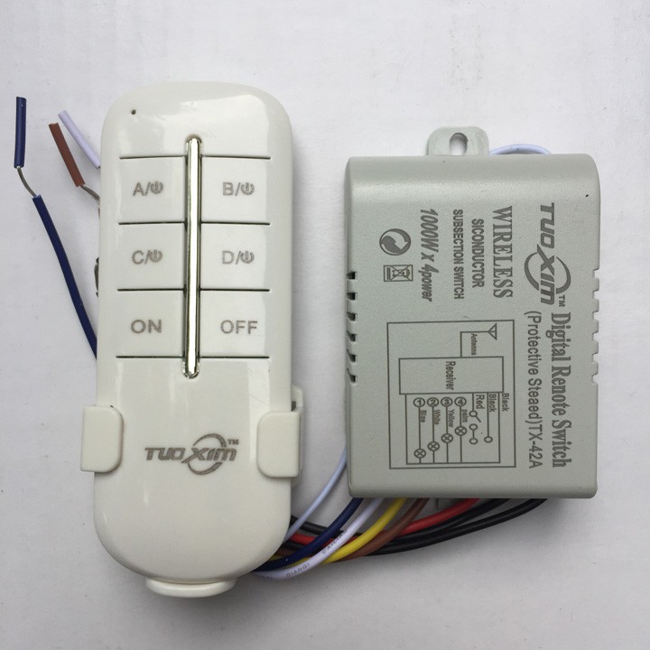 Công tắc điều khiển từ xa 4 cổng độc lập - LOẠI TỐT TUOXIN , rf 4 cổng, cong tac dien thong minh,cong tac wifi, cong tac hen gio