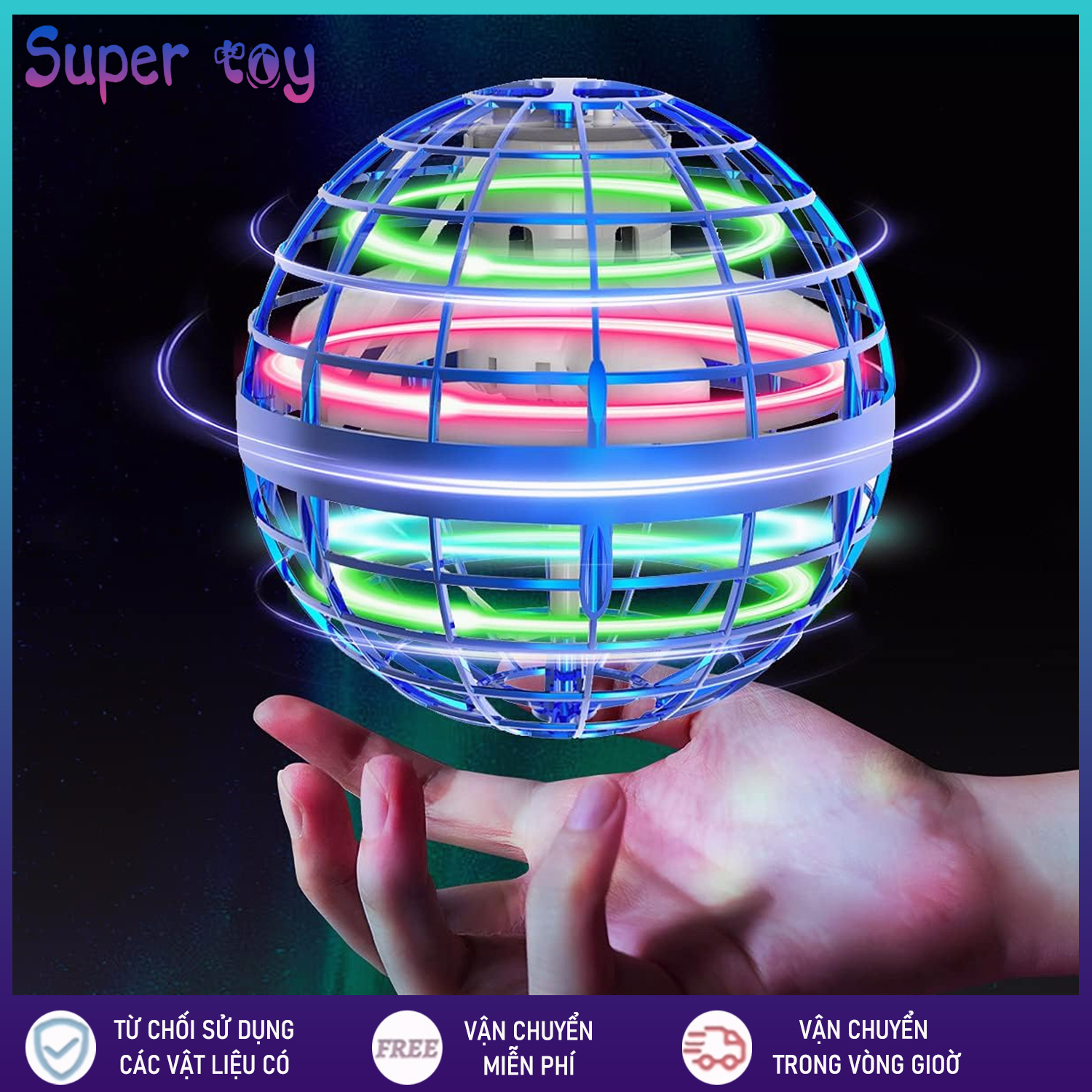 Cảm biến trọng lực Đồ chơi bay quả cầu ma thuật, đồ chơi bay cảm ứng, quả bóng bay không người lái điều khiển bằng tay 360° quả bóng bay con quay hồi chuyển ma thuật