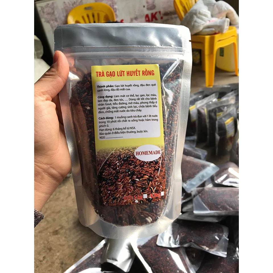 Trà Gạo Lứt Huyết Rồng, trà gạo lứt ĐẬU ĐEN LÒNG XANH và ĐẬU ĐỎ Giảm Cân và Thanh Lọc Cơ Thể - 1KG