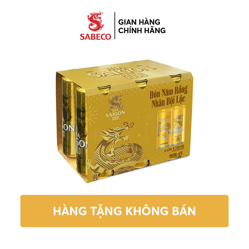 Lốc 6 bia saigon gold