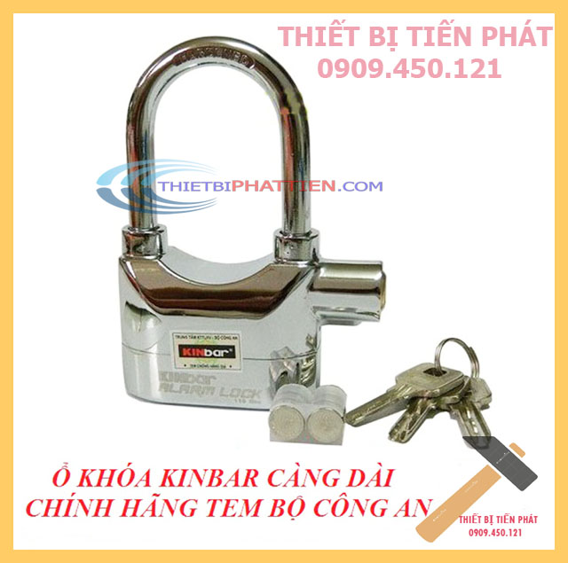 Ổ Khóa Báo Động Chống Trộm Kinbar Càng Dài 100% Inox Có Tem Bộ Công An Chính Hãng