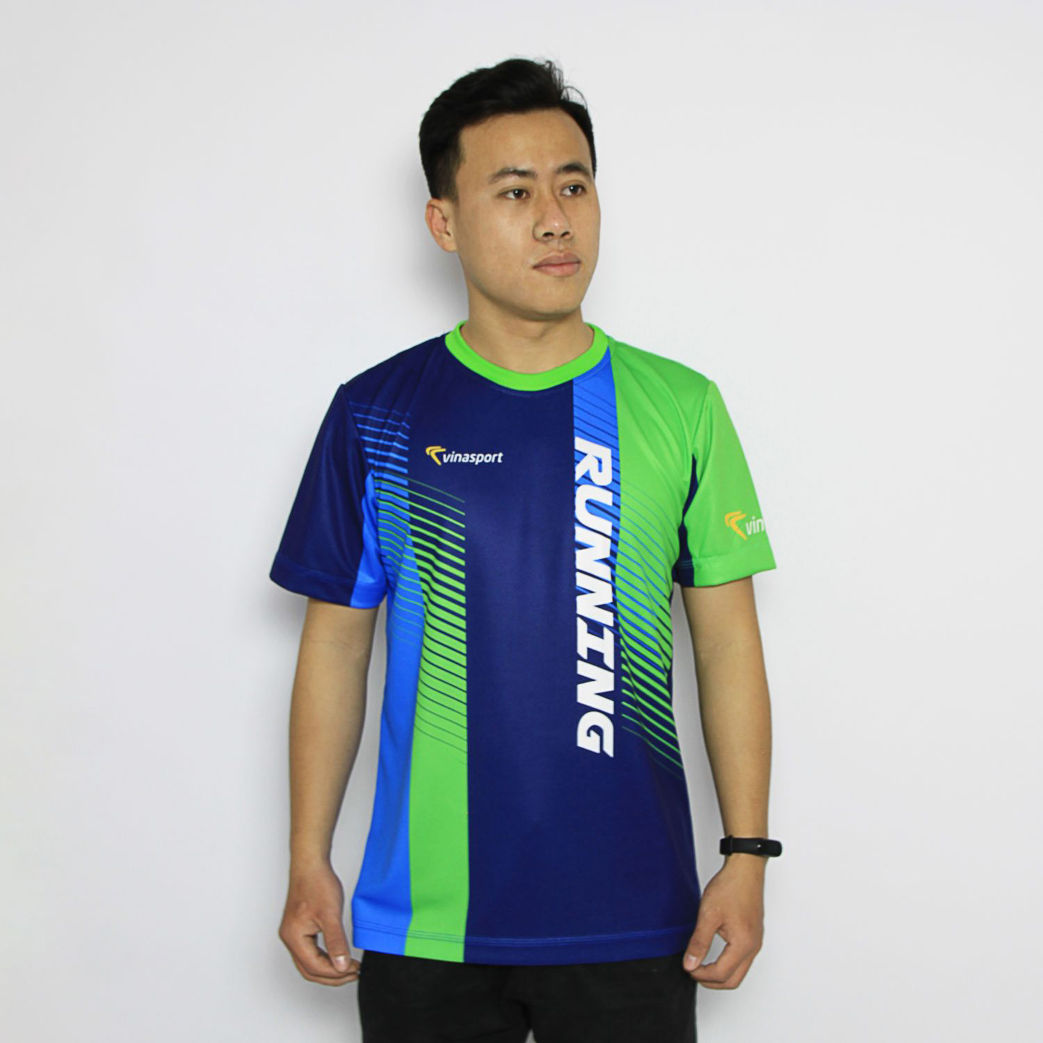 Áo thun chạy bộ Vinasport Cross Blue