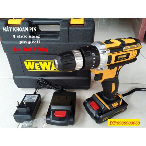 Máy khoan pin 36v 3 chế độ pin 5 cell lõi đồng - 36v