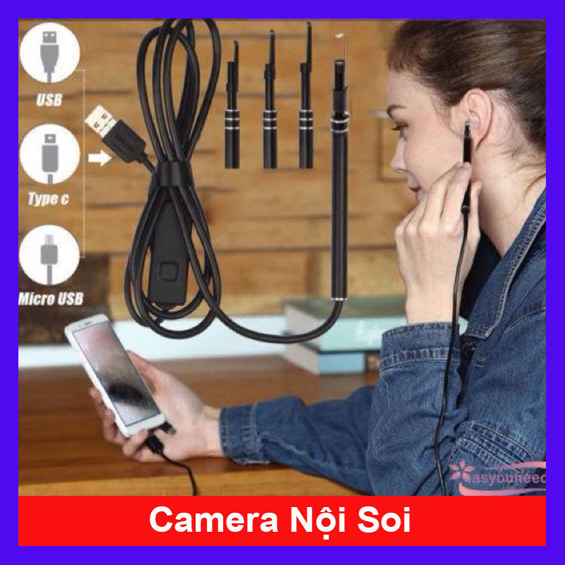 Camera Nội Soi Tai siêu nét có 6 đèn Led chống nước dùng cho điện thoại và laptop