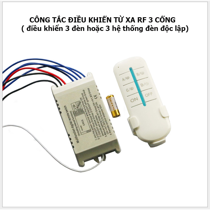 Công tắc điều khiển từ xa RF xuyên tường 4 kênh 4X1000W