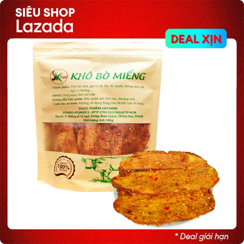 KHÔ BÒ MIẾNG MỀM CAY LOẠI 1 HIỆU SK FOOD - 100% THỊT BÒ