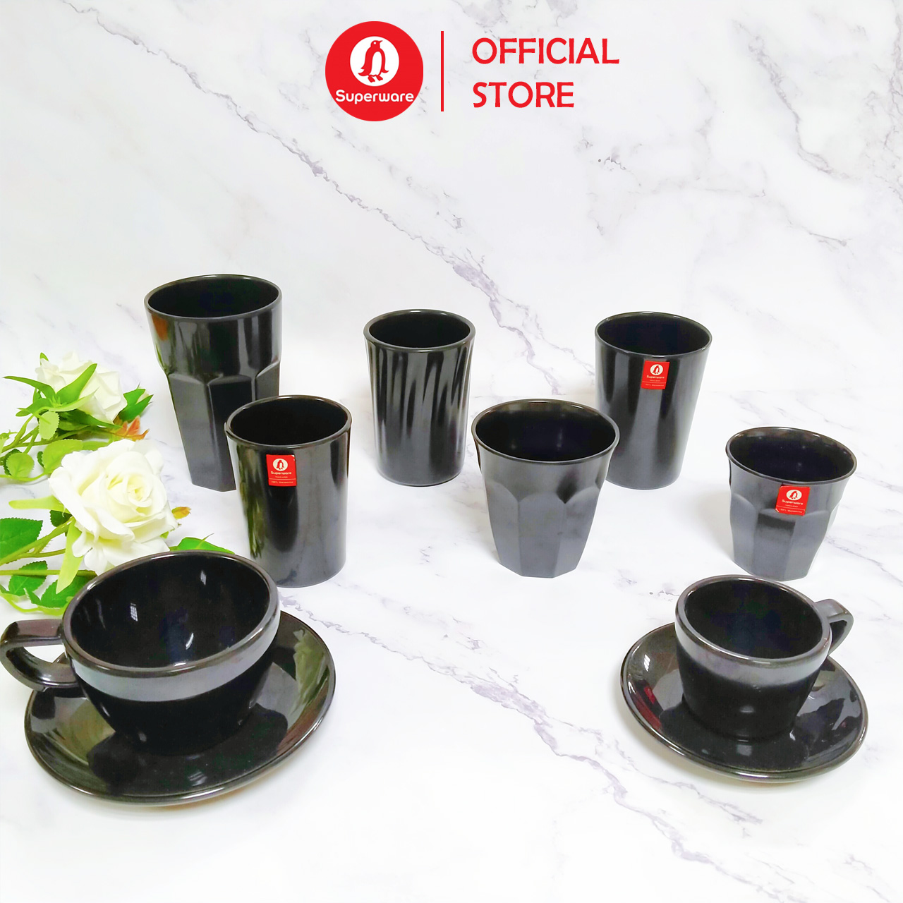 Cốc superware nhựa phíp 100% melamine đen