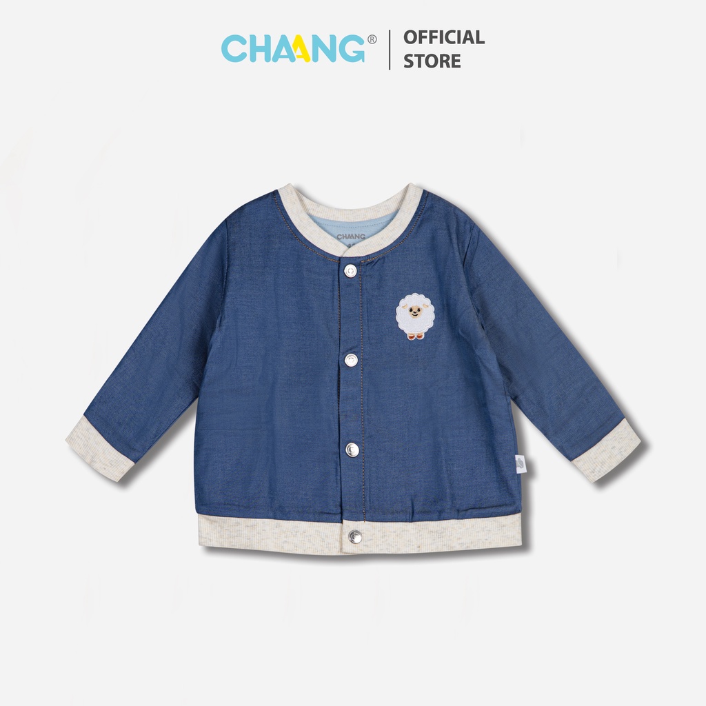 Áo khoác denim không mũ snow xanh chaang-form nhỏ tăng 2 size