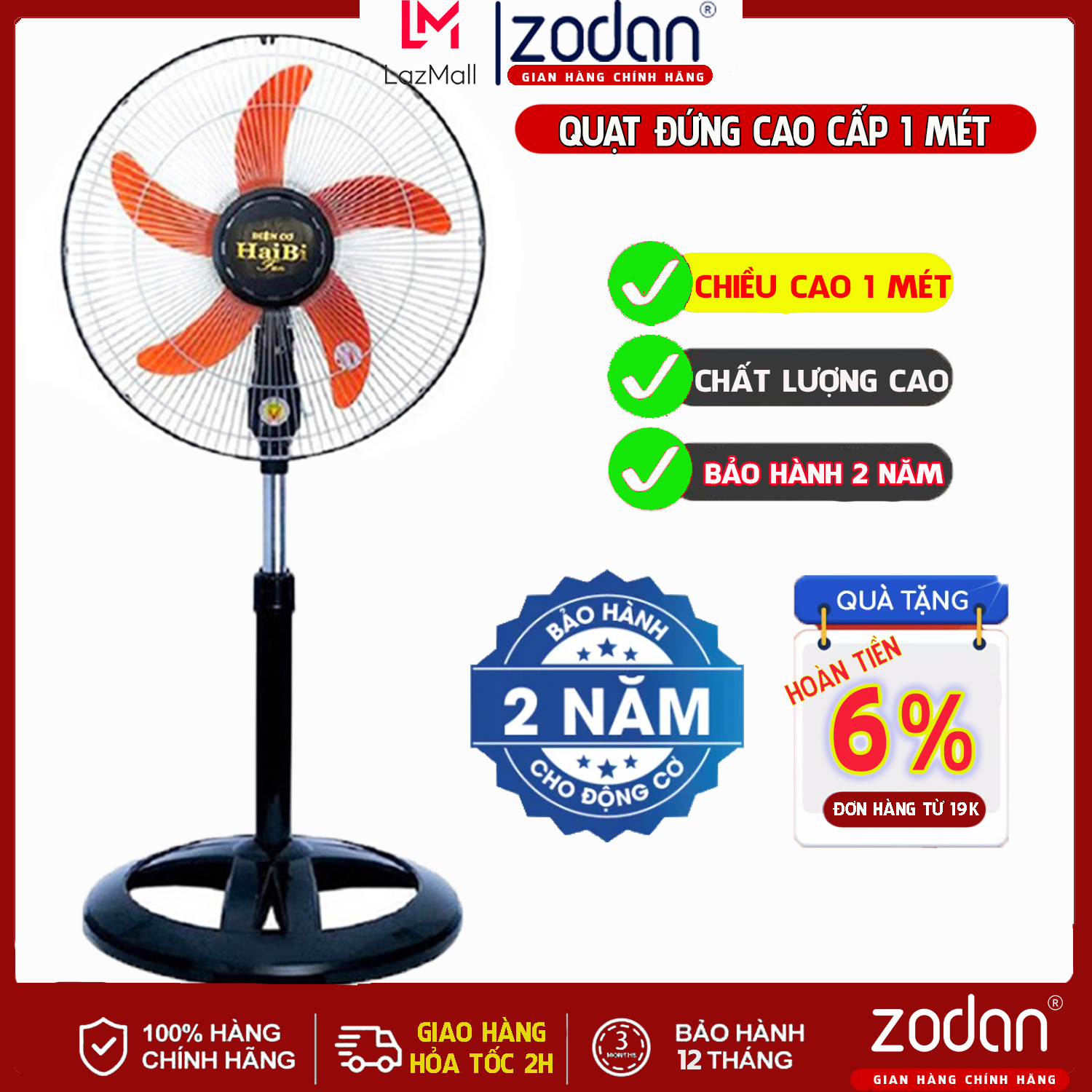 Quạt cây 5 cánh lõi đồng- Quạt điện - quạt bàn - Quạt đứng lỡ - BẢO HÀNH ĐỘNG CƠ 12 THÁNG