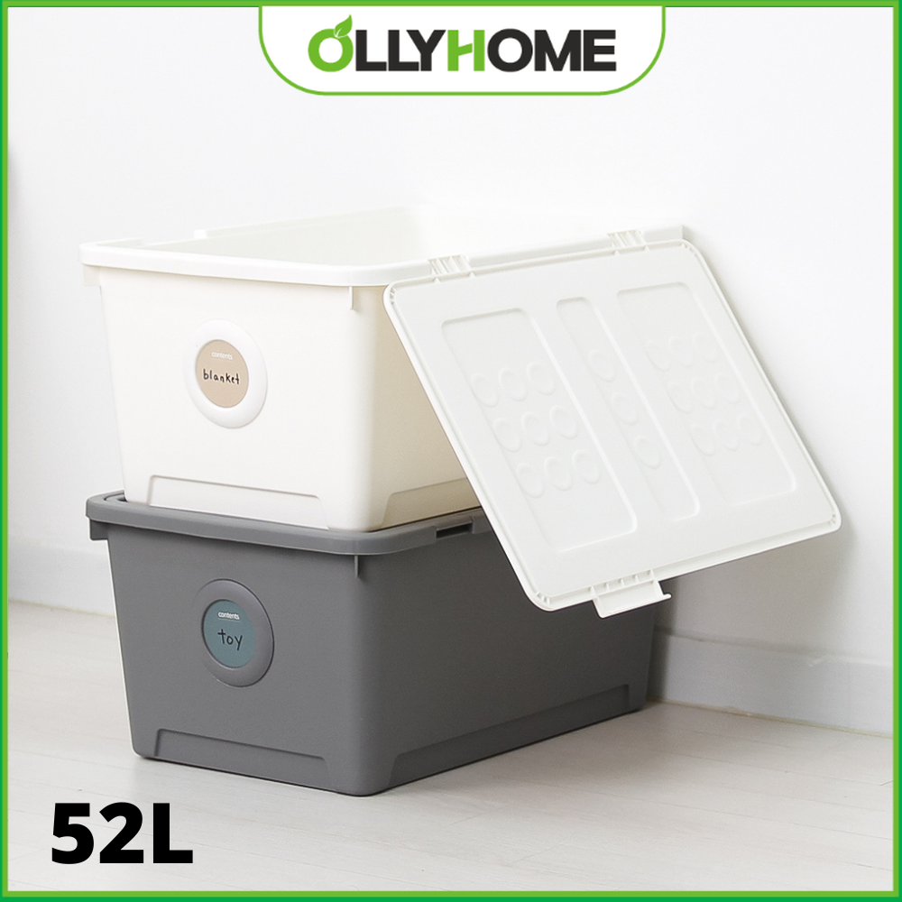 Thùng nhựa đựng đồ đa năng size to 52L Ollyhome màu sắc hiện đại phong cách Hàn Quốc - Thùng đựng chăn màn đồ chơi trẻ em đa năng Clothes storage