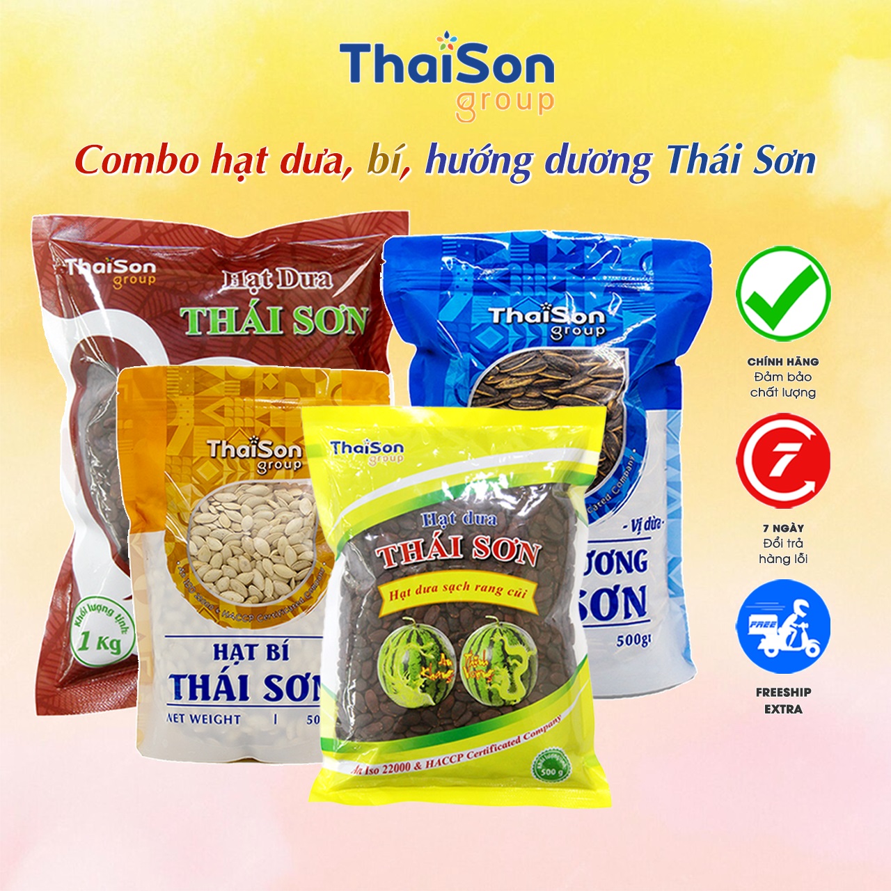 Combo 3 loại hạt dưa, bí, hướng dương thái sơn