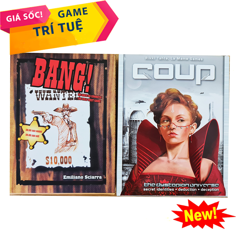 [COMBO 2 IN 1] Bộ đồ chơi thẻ Việt hóa bài Bang 103 lá + Coup 52 lá có kèm sách hướng dẫn