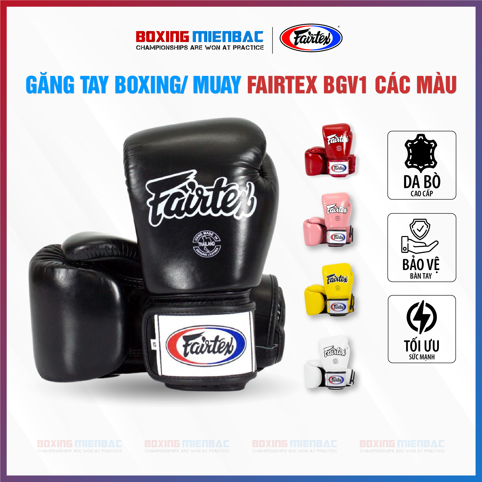 Găng tay boxing/ muay fairtex bgv1 - đủ màu sắc