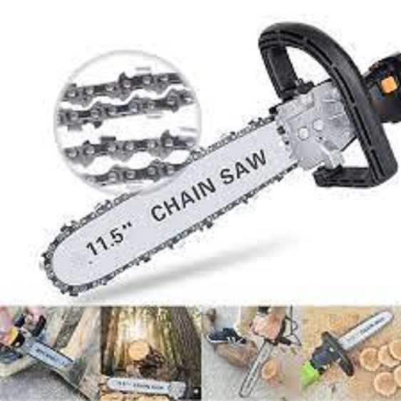 Lưỡi Cưa xích gắn máy mài cầm tay - Cưa gỗ chuyên dụng tra dầu tự động- Bảo hành 24 tháng, Công dụng: lắp vào máy mài để tạo thành máy cưa gỗ Chất liệu lam xích: thép đàn hồi