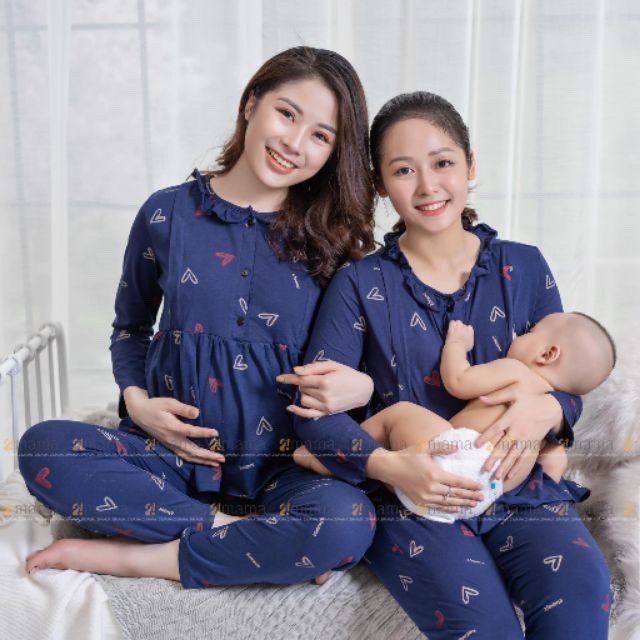 Đồ Bộ bầu - sau sinh - cho con bú - chất liệu coton - mềm - mịn - mát