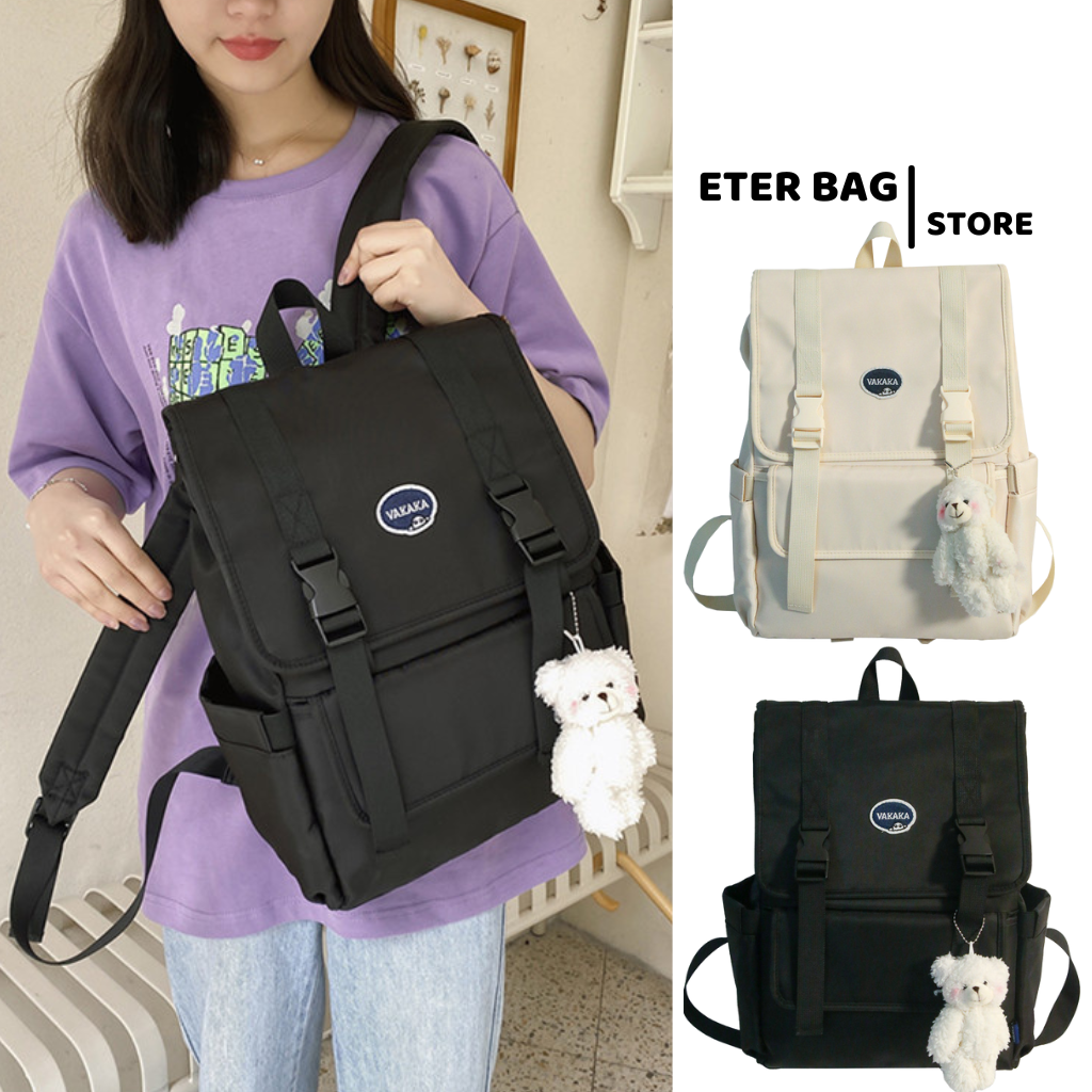 Balo đi học nam nữ nắp gập Vakaka Ulzzang Hàn Quốc cặp sách thời trang unisex ETER BAG BL10