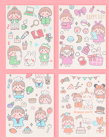 Sét 4 tấm sticker dán bé tím