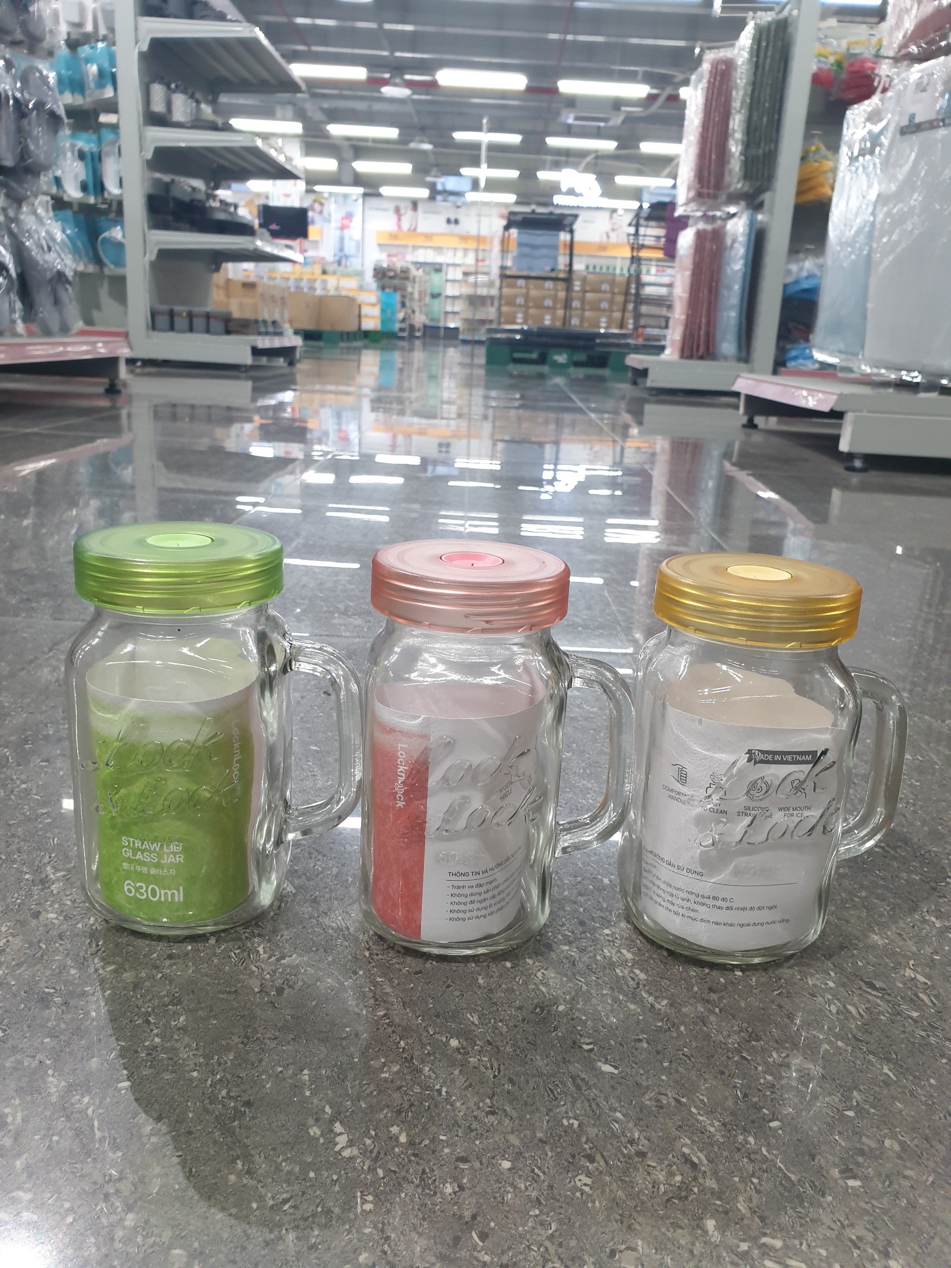 Bình Nước Thủy Tinh Detox Lock&Lock có Tay Cầm 630ml