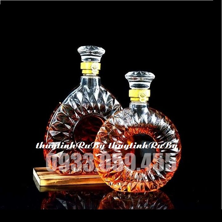 Combo 2 Chai Rượu Thủy Tinh XO 500- 750Ml, Bình Ngâm Rượu, Chai Trưng Rượu Kiểu, Hu Lo Ngâm Nhân Sâm, Vo Chai Rượu Kiểu