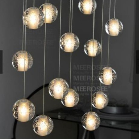 Bộ 3 Đèn thả thông tầng pha lê giọt nước thủy tinh - Tặng kèm đế chung tròn - Tặng kèm bóng LED