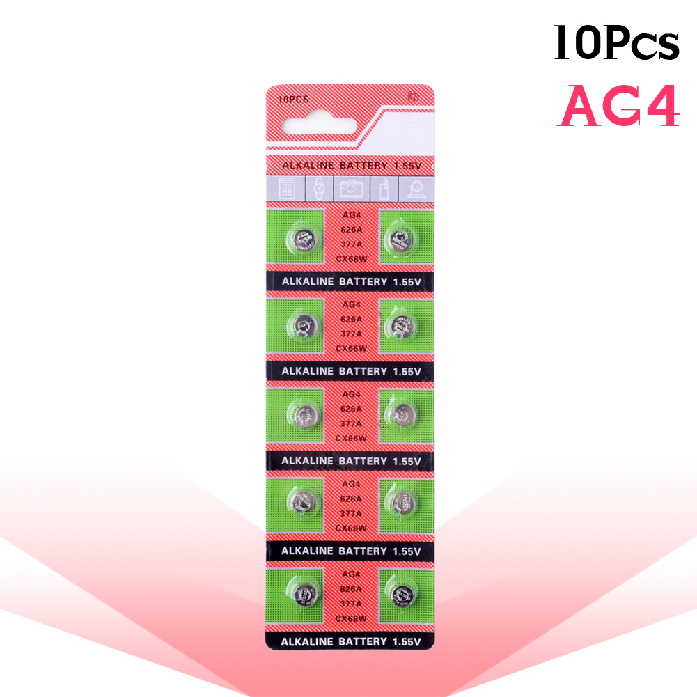 Vỉ pin đồng hồ phổ thông AG4 - 626A - 377A - CX66W ( 1 vỉ 10 viên pin), dùng cho đồng hồ đeo tay