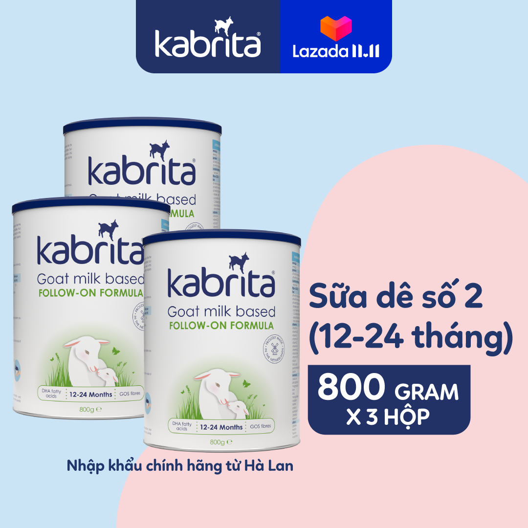 DATE T2.2024 Combo 3 lon sữa dê Kabrita số 2 cho trẻ từ 12 - 24 tháng