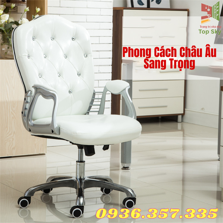 Ghế xoay văn phòng cao cấp, phong cách tân cổ điển, thiết kế châu âu sang trọng, kích thước