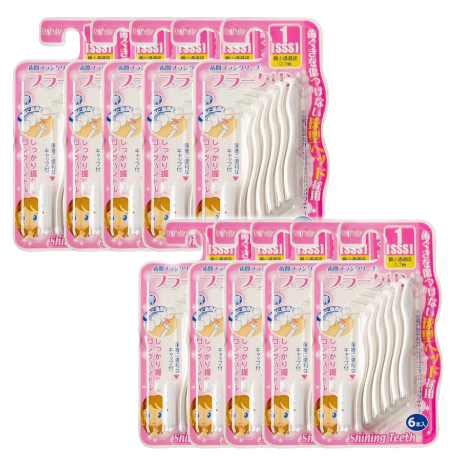 Okamura- Combo 10 Vĩ Bàn chải kẽ răng nha khoa  DR.POLIR kiểu chữ L (gói 6 chiếc*10)