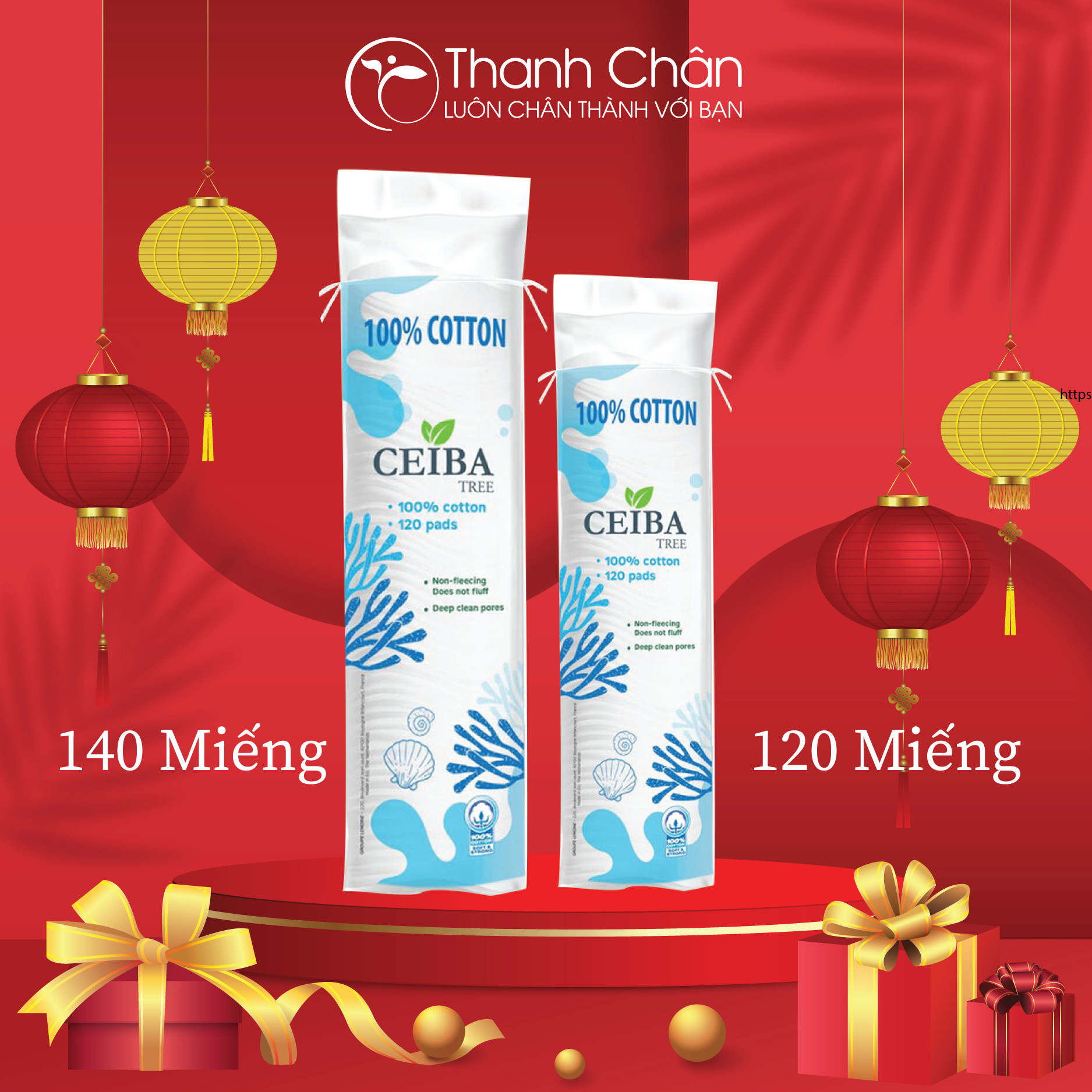 Bông Tẩy Trang Ceiba Tree 100% Cotton Pads- Xanh Dương