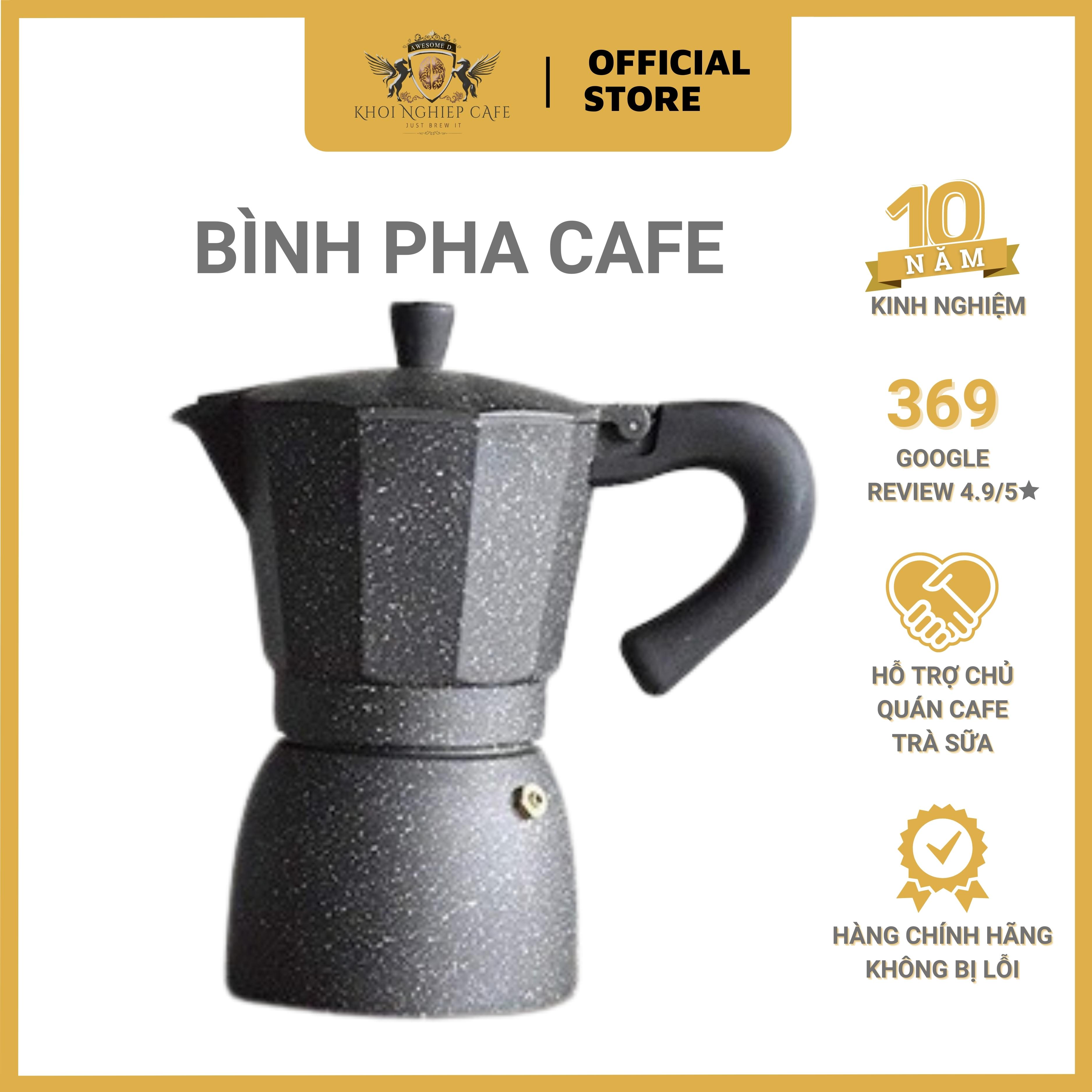 Moka pot – Bình pha cafe Moka Aluminum | Dung tích 300ml | Chất liệu nhôm - Màu Black Marble sang trọng, tinh tế