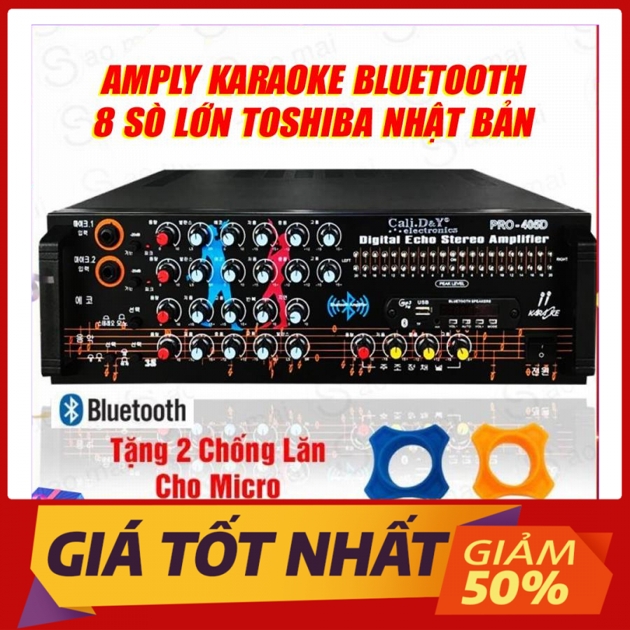 Ampli karaoke nghe nhạc gia đình bluetooth cali.d&y pro-405d - tặng 1 dây av và 2 chống lăn micro