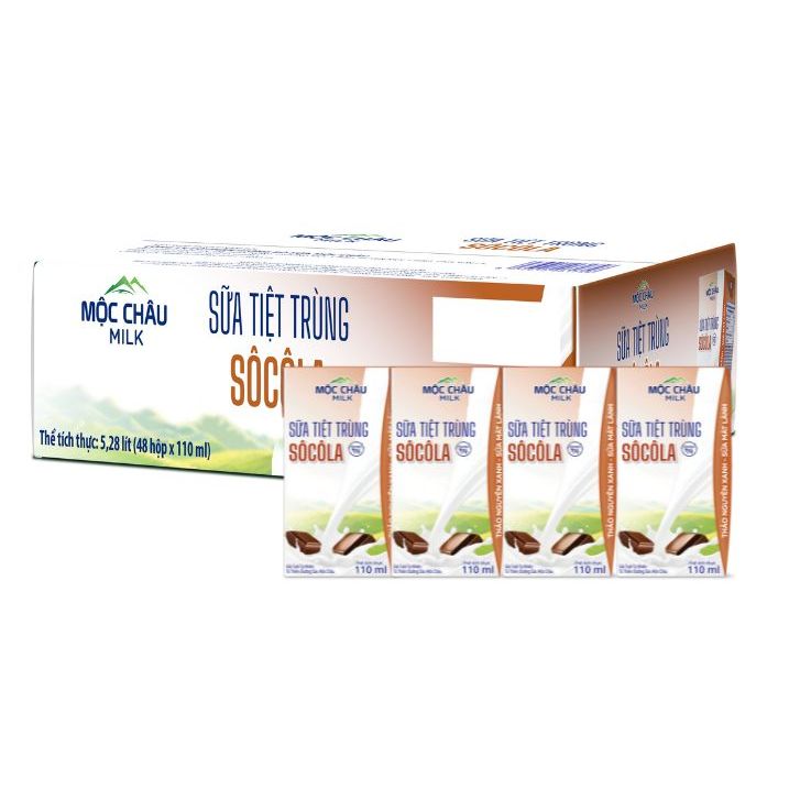 Thùng 48 hộp Sữa tươi tiệt trùng Vị Socola 110ml Mộc Châu Milk