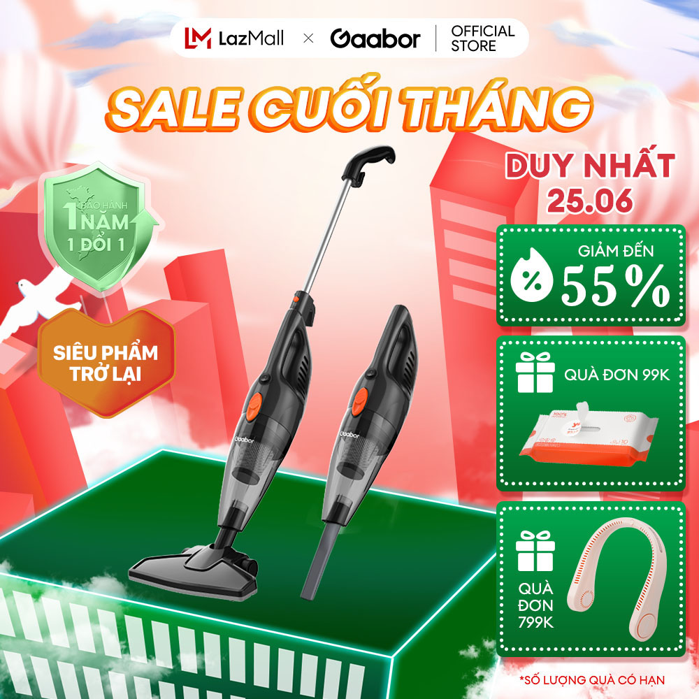 Máy hút bụi cầm tay tháo lắp 2in1 lực hút 16000PA Gaabor GVCW-M15A siêu mạnh chổi quét 90 độ hút bụi gia đình hút bụi mini Hàng chính hãng