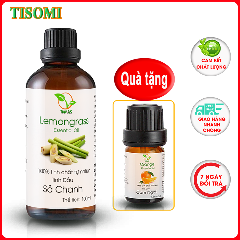 Tinh dầu sả chanh nguyên chất 100ml,10ml thương hiệu TAMAS, hương thơm tươi mát, khử mùi, đuổi muỗi, thanh lọc không khí giúp giảm căng thẳng, an toàn cho mẹ và bé, thích hợp dùng cho máy xông tinh dầu,máy phun sương,máy khuếch tá